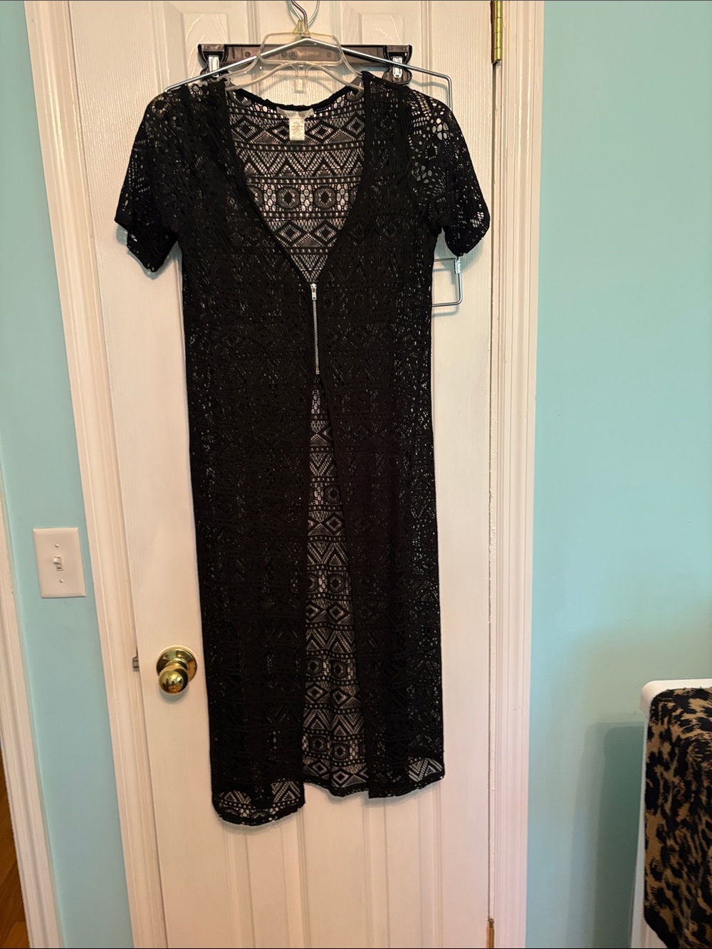 Bozzolo Black Lace Zip-Front Midi Dress